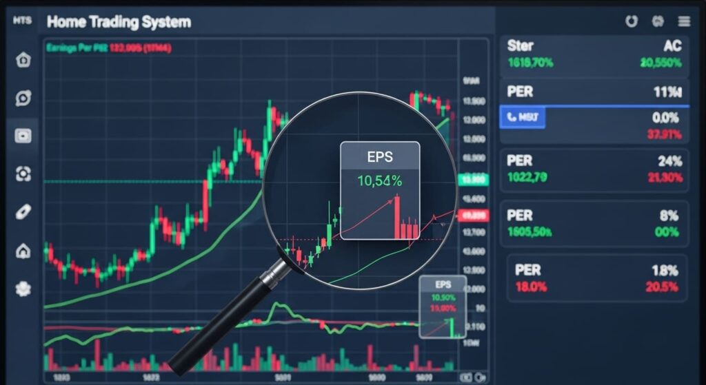 EPS(주당순이익) 수치가 상승하는 주식 차트