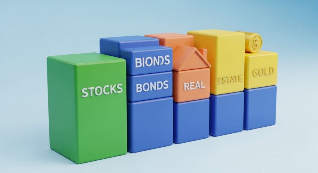 주식, 채권, 부동산 등 다양한 자산으로 구성된 안정적인 자산배분 포트폴리오