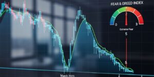 2020년 3월 팬데믹 당시 '극단적 공포'를 가리키는 공포/탐욕 지수와 증시 차트