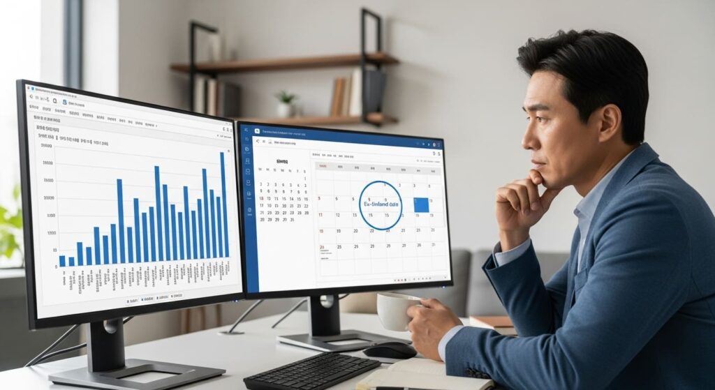 배당락일을 앞두고 투자 전략을 고민하는 투자자