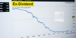 배당락일 주가 하락을 보여주는 주식 시세표 그래프