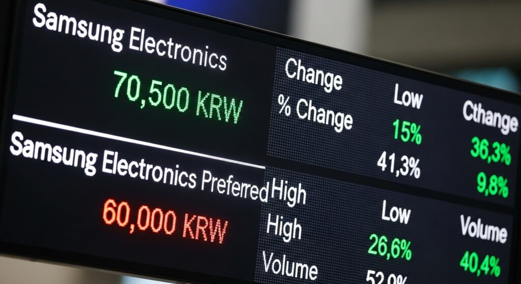 보통주와 우선주 주가 비교 전광판