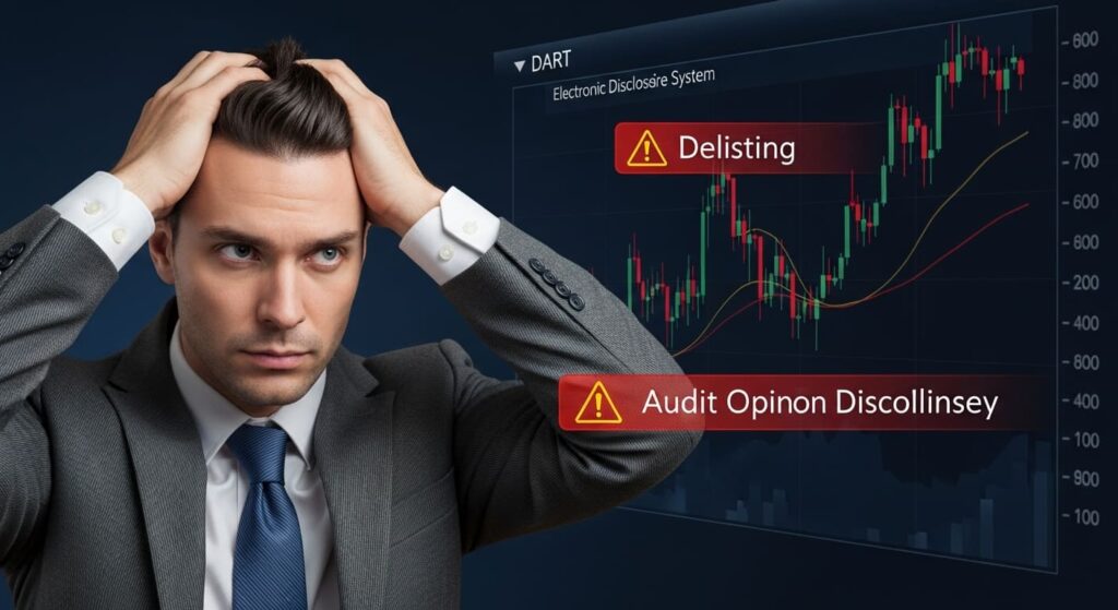 상장폐지 공시를 확인하고 절망하는 투자자